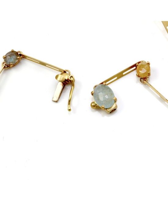 NANIS Ipanema Multi-Color Gemstone & Diamond Station Necklace 18K Gold